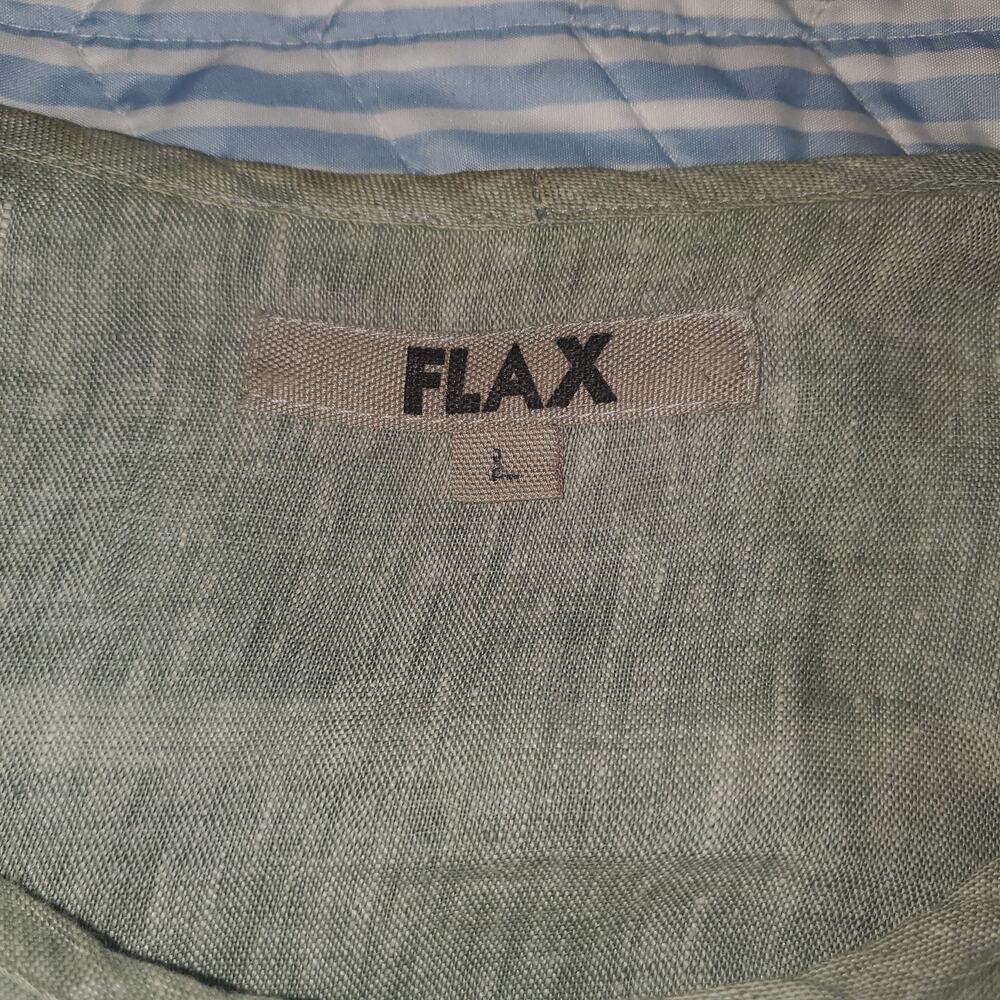 FLAX Linen Tunic Top Lagenlook Muted Sage Green Oversized Relaxed Fit FLAW - Picture 5 of 11